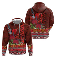 Hawaii KaʻUla Wena ʻIʻiwi Hoodie With Tropical Plants and 'Ohi'a lehua Kakau Art Tattoo