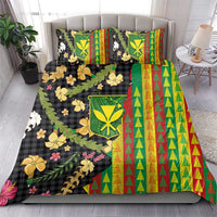 Hawaiian Tropical Plants Lei Bedding Set Kanaka Maoli Tribal with Palaka Motifs LT03 - Polynesian Pride