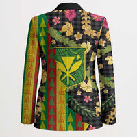 Hawaiian Tropical Plants Lei Blazer Kanaka Maoli Tribal with Palaka Motifs LT03 - Polynesian Pride