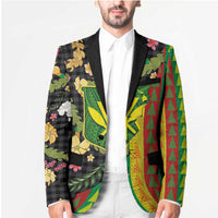 Hawaiian Tropical Plants Lei Blazer Kanaka Maoli Tribal with Palaka Motifs LT03 - Polynesian Pride