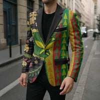 Hawaiian Tropical Plants Lei Blazer Kanaka Maoli Tribal with Palaka Motifs LT03 - Polynesian Pride