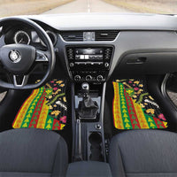 Hawaiian Tropical Plants Lei Car Mats Kanaka Maoli Tribal with Palaka Motifs LT03 Set 2pcs - Front Multicolor - Polynesian Pride
