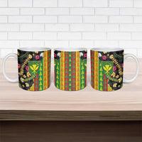 Hawaiian Tropical Plants Lei Ceramic Mug Kanaka Maoli Tribal with Palaka Motifs LT03 - Polynesian Pride