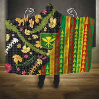 Hawaiian Tropical Plants Lei Hooded Blanket Kanaka Maoli Tribal with Palaka Motifs LT03 - Polynesian Pride