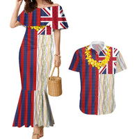 Hawaiian Tropical Plants Lei Couples Matching Mermaid Dress and Hawaiian Shirt National Flag Style LT03 Multicolor - Polynesian Pride
