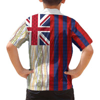 Hawaiian Tropical Plants Lei Family Matching Off Shoulder Short Dress and Hawaiian Shirt National Flag Style - Polynesian Pride