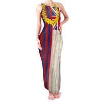 Hawaiian Tropical Plants Lei Family Matching Tank Maxi Dress and Hawaiian Shirt National Flag Style - Polynesian Pride