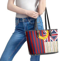 Hawaiian Tropical Plants Lei Leather Tote Bag National Flag Style LT03 - Polynesian Pride
