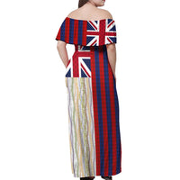 Hawaiian Tropical Plants Lei Off Shoulder Maxi Dress National Flag Style LT03 - Polynesian Pride