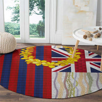 Hawaiian Tropical Plants Lei Round Carpet National Flag Style LT03 - Polynesian Pride
