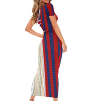 Hawaiian Tropical Plants Lei Short Sleeve Bodycon Dress National Flag Style LT03 - Polynesian Pride