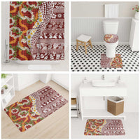 Hawaiian Plumeria Lei Bathroom Set Kakau Motifs and Palaka Half Style Red Color LT03 - Polynesian Pride