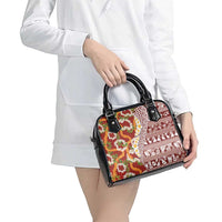 Hawaiian Plumeria Lei Shoulder Handbag Kakau Motifs and Palaka Half Style Red Color LT03 - Polynesian Pride
