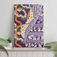 Hawaiian Plumeria Lei Canvas Wall Art Kakau Motifs and Palaka Half Style Purple Color LT03 - Polynesian Pride