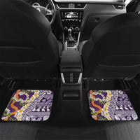Hawaiian Plumeria Lei Car Mats Kakau Motifs and Palaka Half Style Purple Color LT03 Set 2pcs - Back Purple - Polynesian Pride