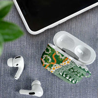 Hawaiian Plumeria Lei AirPods Case Kakau Motifs and Palaka Half Style Green Color LT03 - Polynesian Pride