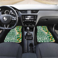 Hawaiian Plumeria Lei Car Mats Kakau Motifs and Palaka Half Style Green Color LT03 Set 2pcs - Front Green - Polynesian Pride