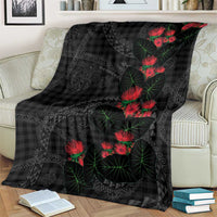 Hawaiian Kakau Art Blanket Taro Leaves with Ohia Lehua and Pakala Pattern LT03 - Polynesian Pride