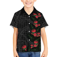 Hawaiian Kakau Art Family Matching Off The Shoulder Long Sleeve Dress and Hawaiian Shirt Taro Leaves with Ohia Lehua and Pakala Pattern - Polynesian Pride