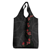 Hawaiian Kakau Art Grocery Bag Taro Leaves with Ohia Lehua and Pakala Pattern LT03 - Polynesian Pride