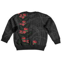 Hawaiian Kakau Art Kid Ugly Christmas Sweater Taro Leaves with Ohia Lehua and Pakala Pattern LT03 - Polynesian Pride