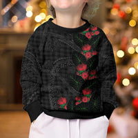 Hawaiian Kakau Art Kid Ugly Christmas Sweater Taro Leaves with Ohia Lehua and Pakala Pattern LT03 - Polynesian Pride