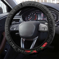 Hawaiian Kakau Art Steering Wheel Cover Taro Leaves with Ohia Lehua and Pakala Pattern LT03 - Polynesian Pride