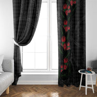 Hawaiian Kakau Art Window Curtain Taro Leaves with Ohia Lehua and Pakala Pattern - Polynesian Pride