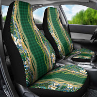 Hawaiian Art Flower Tribal with Lei Car Seat Cover Palaka Pattern Green Color LT03 - Polynesian Pride