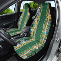 Hawaiian Art Flower Tribal with Lei Car Seat Cover Palaka Pattern Green Color LT03 - Polynesian Pride