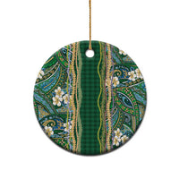 Hawaiian Art Flower Tribal with Lei Ceramic Ornament Palaka Pattern Green Color LT03 - Polynesian Pride