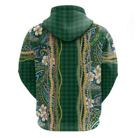 Hawaiian Art Flower Tribal with Lei Hoodie Palaka Pattern Green Color LT03 - Polynesian Pride