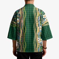 Hawaiian Art Flower Tribal with Lei Kimono Palaka Pattern Green Color LT03 - Polynesian Pride