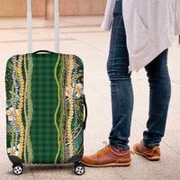Hawaiian Art Flower Tribal with Lei Luggage Cover Palaka Pattern Green Color LT03 Green - Polynesian Pride