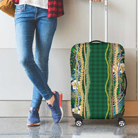 Hawaiian Art Flower Tribal with Lei Luggage Cover Palaka Pattern Green Color LT03 - Polynesian Pride
