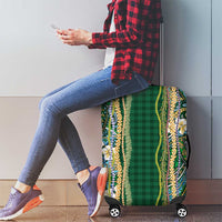 Hawaiian Art Flower Tribal with Lei Luggage Cover Palaka Pattern Green Color LT03 - Polynesian Pride