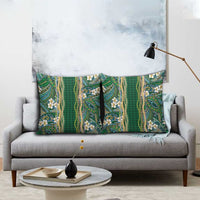 Hawaiian Art Flower Tribal with Lei Pillow Cover Palaka Pattern Green Color LT03 - Polynesian Pride