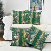 Hawaiian Art Flower Tribal with Lei Pillow Cover Palaka Pattern Green Color LT03 - Polynesian Pride