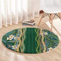 Hawaiian Art Flower Tribal with Lei Round Carpet Palaka Pattern Green Color LT03 - Polynesian Pride