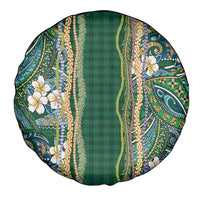 Hawaiian Art Flower Tribal with Lei Spare Tire Cover Palaka Pattern Green Color LT03 - Polynesian Pride