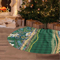Hawaiian Art Flower Tribal with Lei Tree Skirt Palaka Pattern Green Color LT03 - Polynesian Pride
