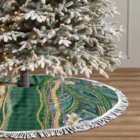 Hawaiian Art Flower Tribal with Lei Tree Skirt Palaka Pattern Green Color LT03 - Polynesian Pride