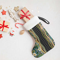 Hawaiian Art Flower Tribal with Lei Christmas Stocking Palaka Pattern Black Color LT03 - Polynesian Pride