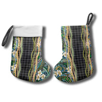 Hawaiian Art Flower Tribal with Lei Christmas Stocking Palaka Pattern Black Color LT03 - Polynesian Pride
