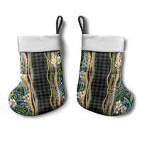 Hawaiian Art Flower Tribal with Lei Christmas Stocking Palaka Pattern Black Color LT03 - Polynesian Pride