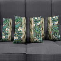 Hawaiian Art Flower Tribal with Lei Pillow Cover Palaka Pattern Black Color LT03 - Polynesian Pride