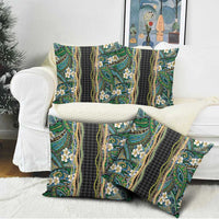 Hawaiian Art Flower Tribal with Lei Pillow Cover Palaka Pattern Black Color LT03 - Polynesian Pride