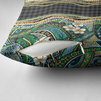 Hawaiian Art Flower Tribal with Lei Pillow Cover Palaka Pattern Black Color LT03 - Polynesian Pride