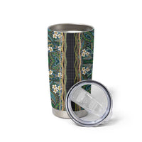 Hawaiian Art Flower Tribal with Lei Tumbler Cup Palaka Pattern Black Color - Polynesian Pride