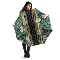 Hawaiian Art Flower Tribal with Lei Umbrella Palaka Pattern Black Color LT03 - Polynesian Pride
